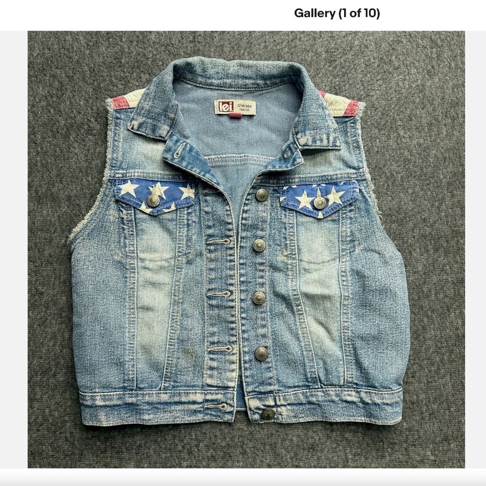 Vintage LEI Denim Americana Stars & Stripes Denim Vest - size Small